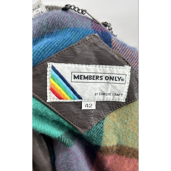 Members Only Vtg Bomber Jacket Dark Brown Genuine Leather Lined Men's 42 - Picture 9 of 11